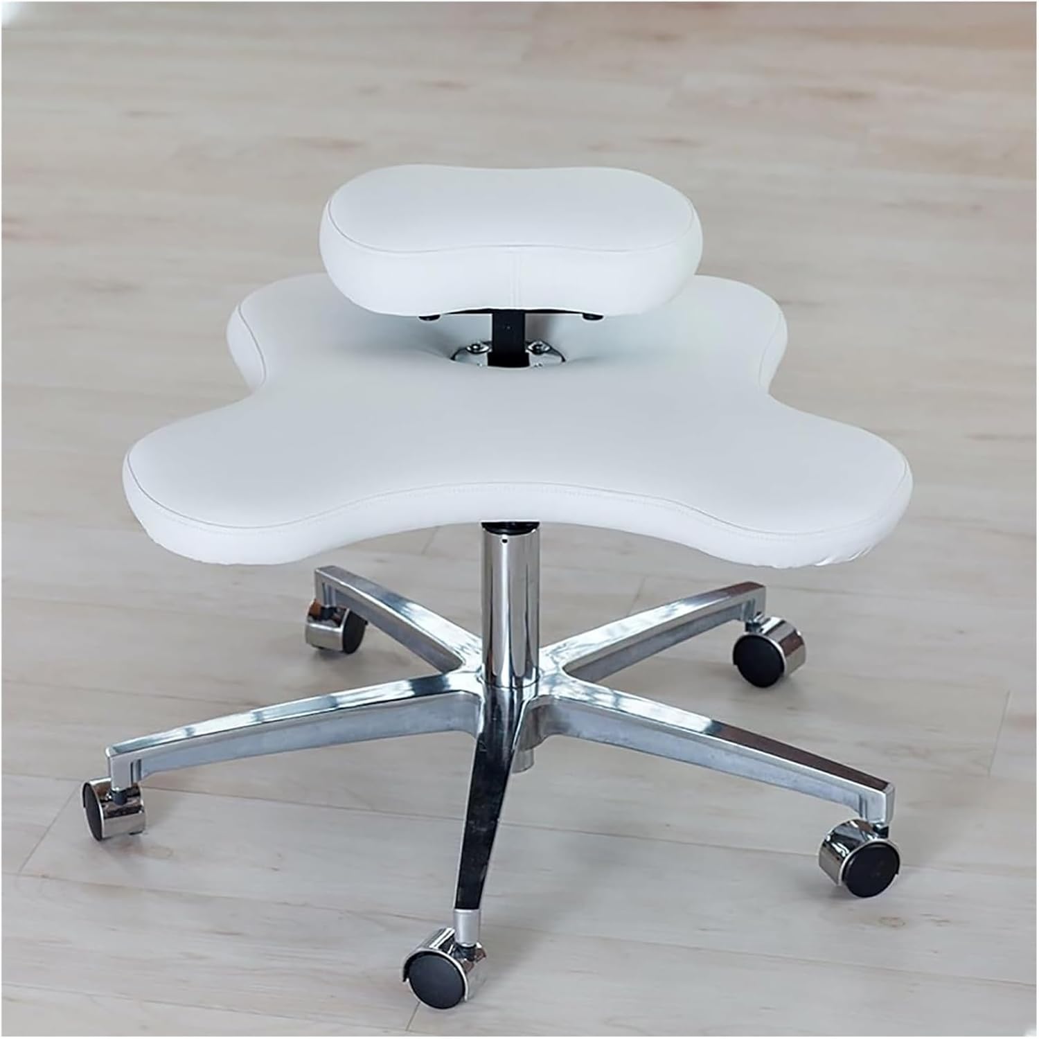 Office Chair Cross Legged Chair，Double-Deck Kneeling Chair Height Adjustable for People with Low Back Pain, Cross-Legged Chair with Wheels, Meditation Chair for Home/School/Office(White)