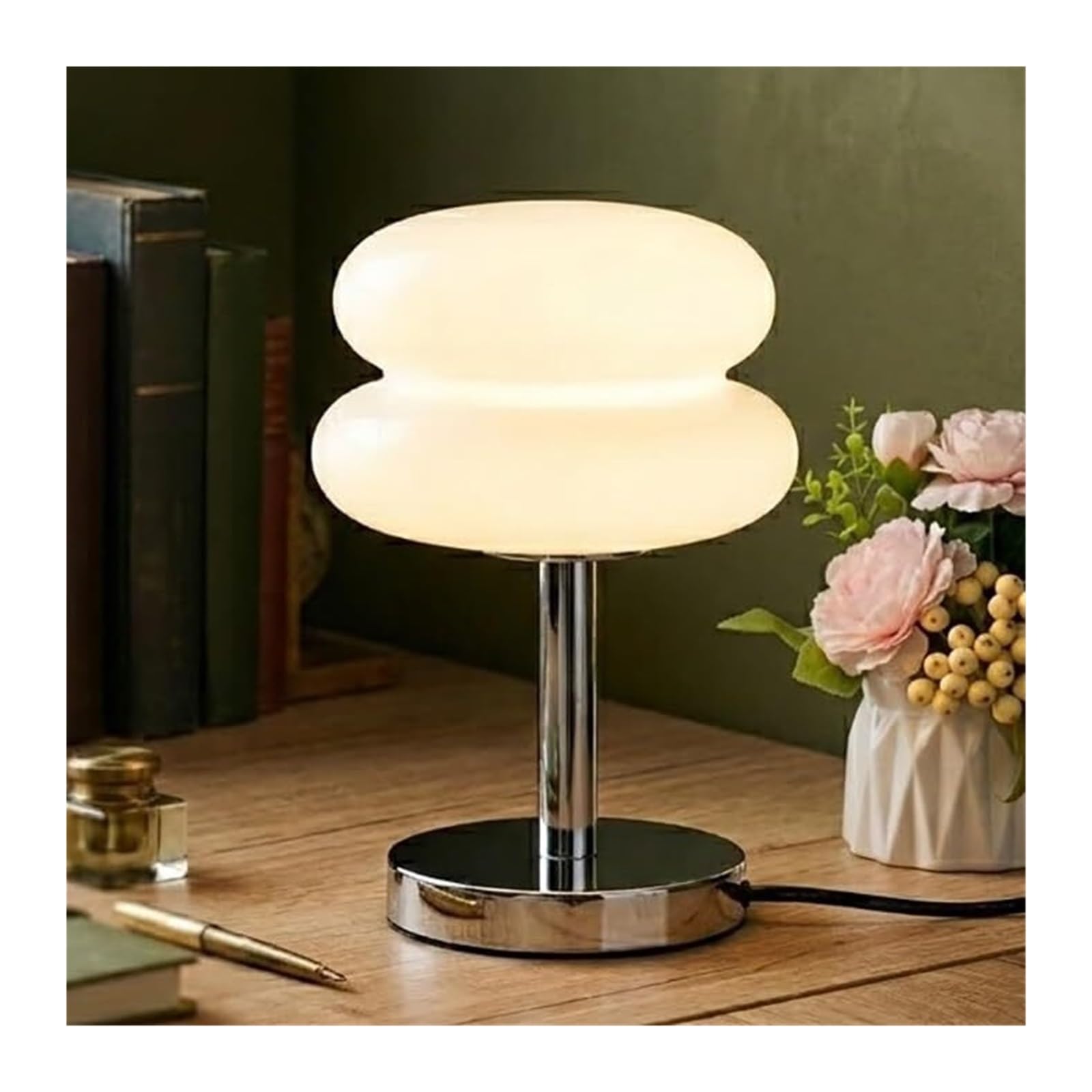 KHUKHU Mid Century Modern Glass Table Lamp, Mushroom Lamp, Cute Table Lamps