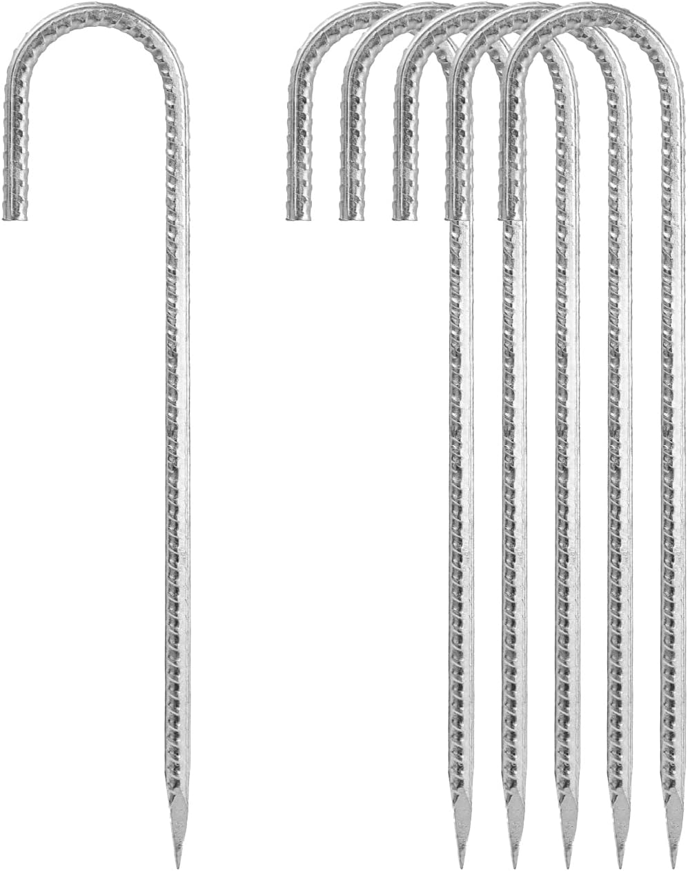 12 Inch U Hook Rebar Stakes, TCHOSUZ 10 Pack Heavy Duty Galvanized Ground Anchors, Q235 Carbon Steel Fence Stakes for Securing Tents Fix Fence Traps Wedding Decoration Artificial Turf