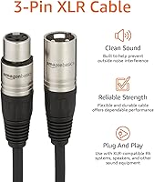 Vista 4 de Cable de micrófono Yaxa Basics XLR para altavoz o sistema PA, conductores de cobre, revestimiento de PVC de 6 mm, 25 pies, color negro