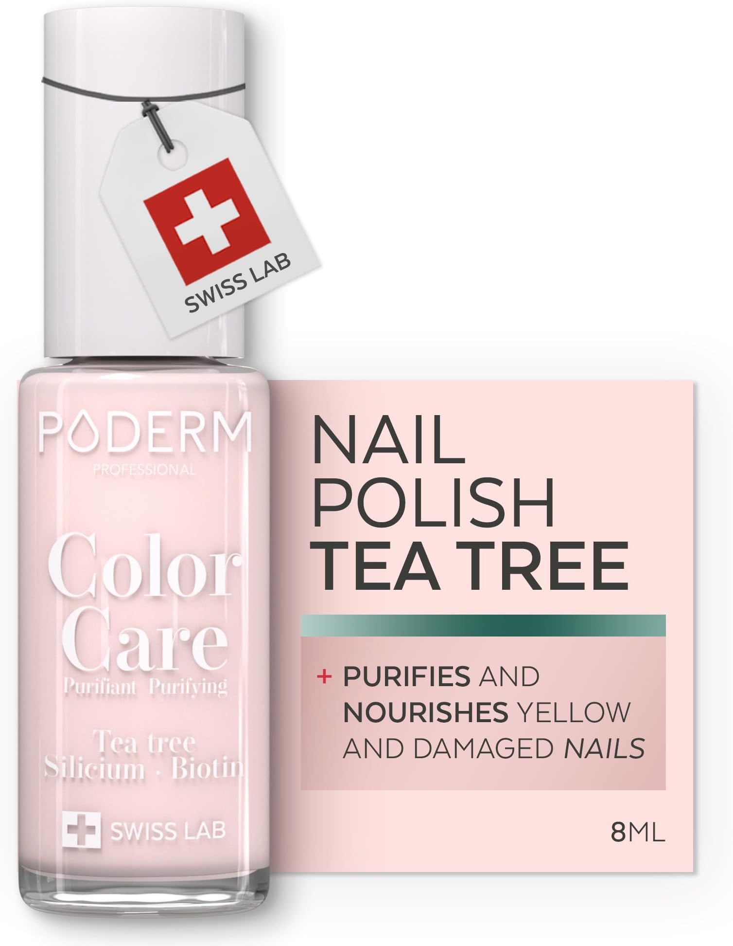 PODERM Swiss-Made Antifungal Nail Polish – Nude Blush | Breathable Treatment with Tea Tree, Silicon & Biotin | Strengthens, Repairs & Conceals Yellow, Brittle & Damaged Nails | Podiatrist-Developed