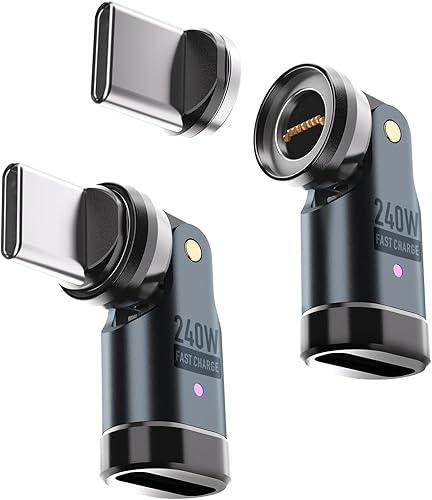 Adaptador magnético USB C de 240 W, puede ser cable tipo C en ángulo recto, cable de carga USB C magnético, cargador magnético USBC adaptador de 90