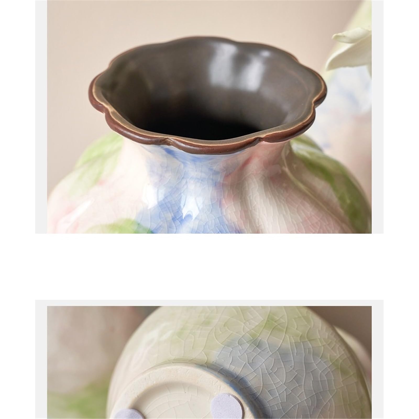 Vaso di fiori Vaso in ceramica artistica con composizione floreale sfumata colorata(Piccolo)