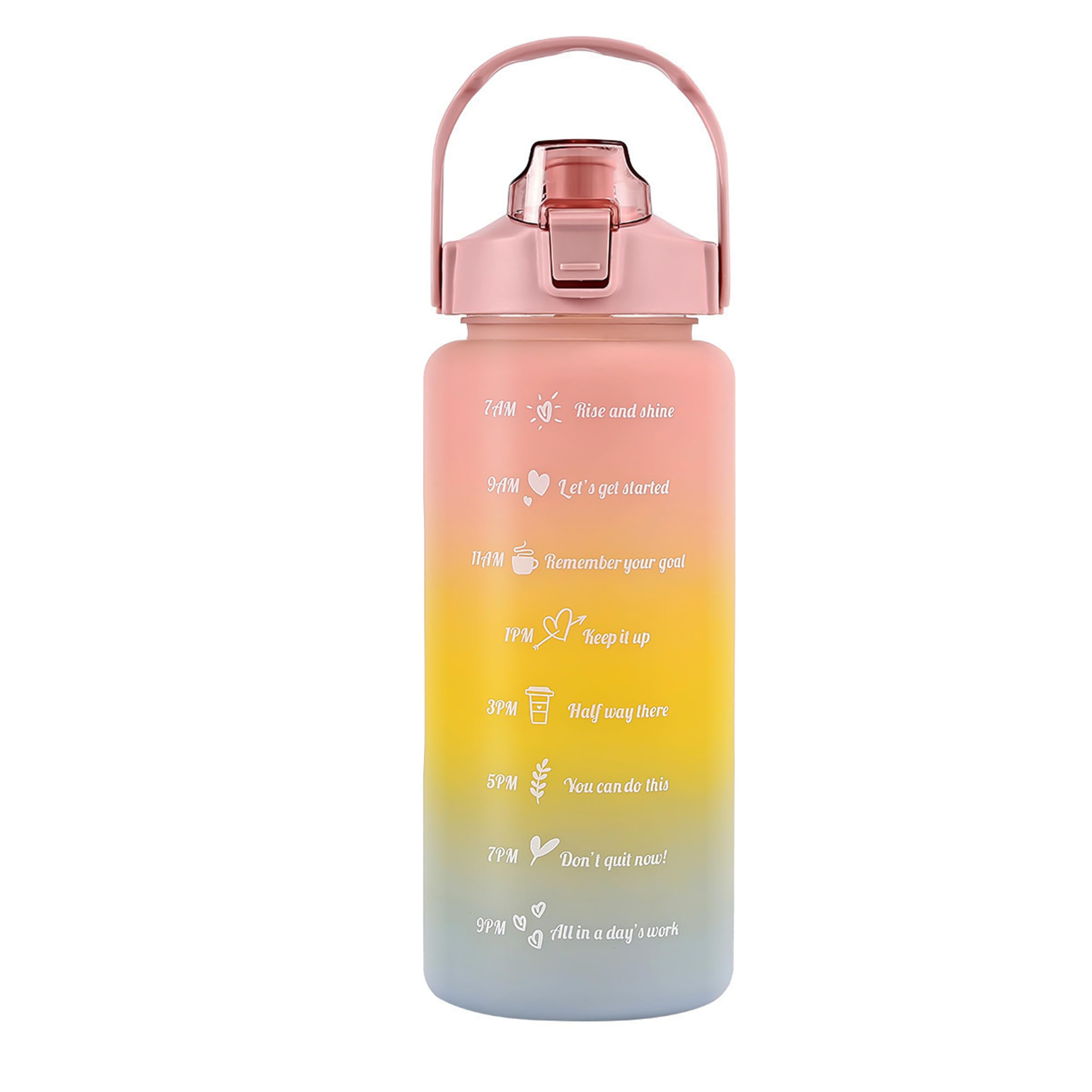 EITMOW 64 oz Motivational Water Bottle with Straw & Time Marker, Large BPA Free Leakproof Water Jug, Half Gallon Sports Water Bottle for Gym, Fitness, Hiking & Outdoor (Pink)