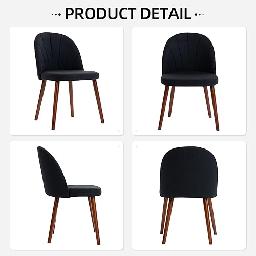 Miniatura 7 de Juego de 4 sillas de comedor de tela, sillas de comedor modernas tapizadas de mediados de siglo, silla decorativa sin brazos con patas de madera de