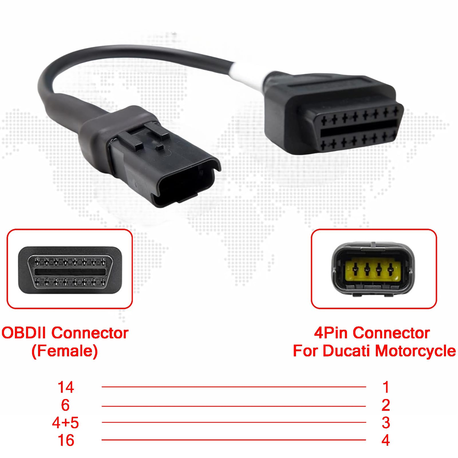 OBD2 16-pins naar 4-pins diagnostische adapter scanner connector kabel