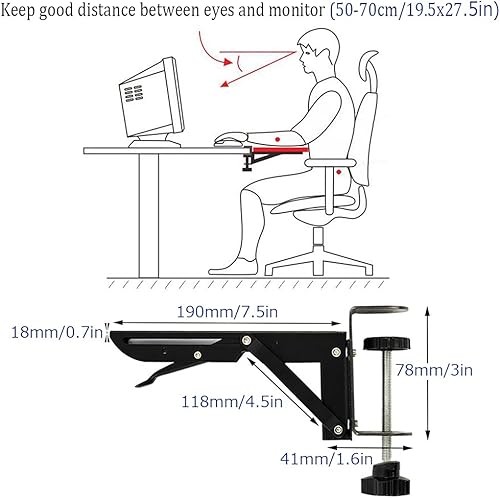 Miniatura 9 de Y&J Extensor de escritorio grande con abrazadera, bandeja de teclado sin perforador, soporte de brazo, mesas plegables fáciles de limpiar, para