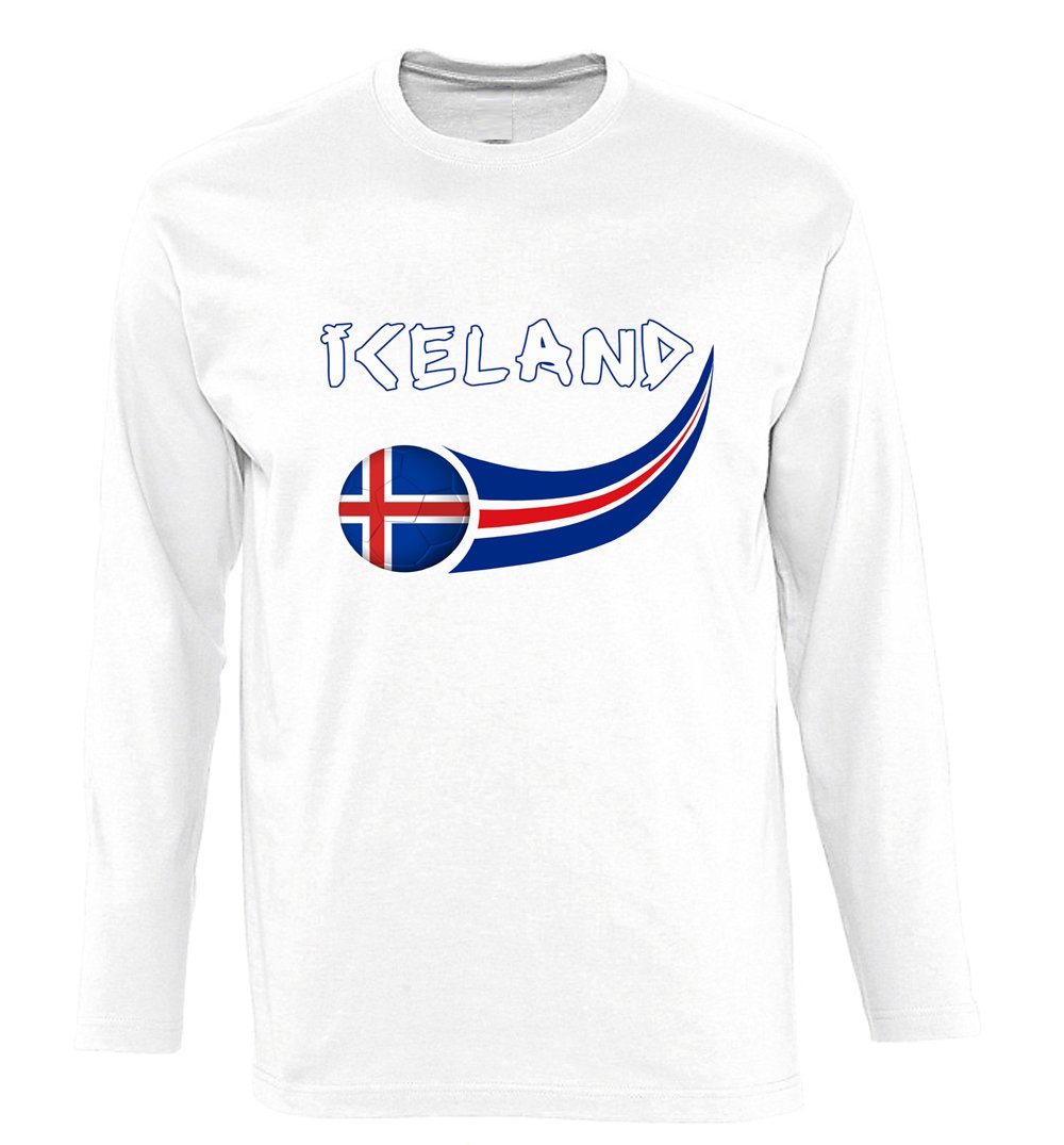 Supportershop Men Iceland Long Sleeve T-shirt - White, X-Large