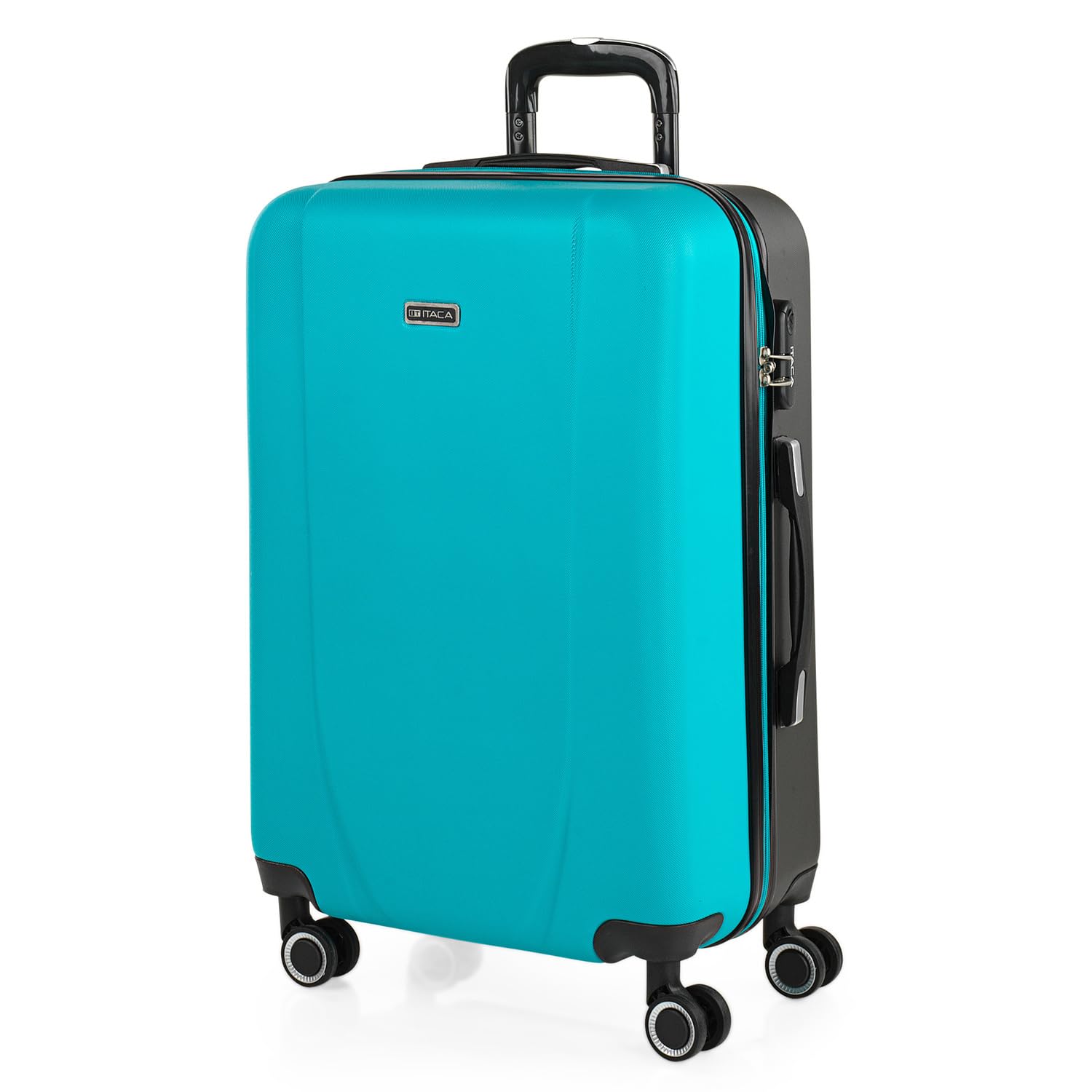ITACA - Maleta Mediana con 4 Ruedas Giratorias para Viajes Largos Tipo Trolley Ideal como Maletas de Viaje Grandes 23 Kilos y Maleta Viaje Mediana Resistentes, Turquesa-Antracita