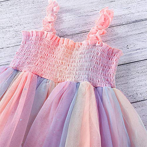 Baby Girls Tutu Dress Toddler Infant Sleeveless Layered Princess Tulle Dress Summer Beach Wedding Party Dresse (Multicolor, 3-4T) #TOP4