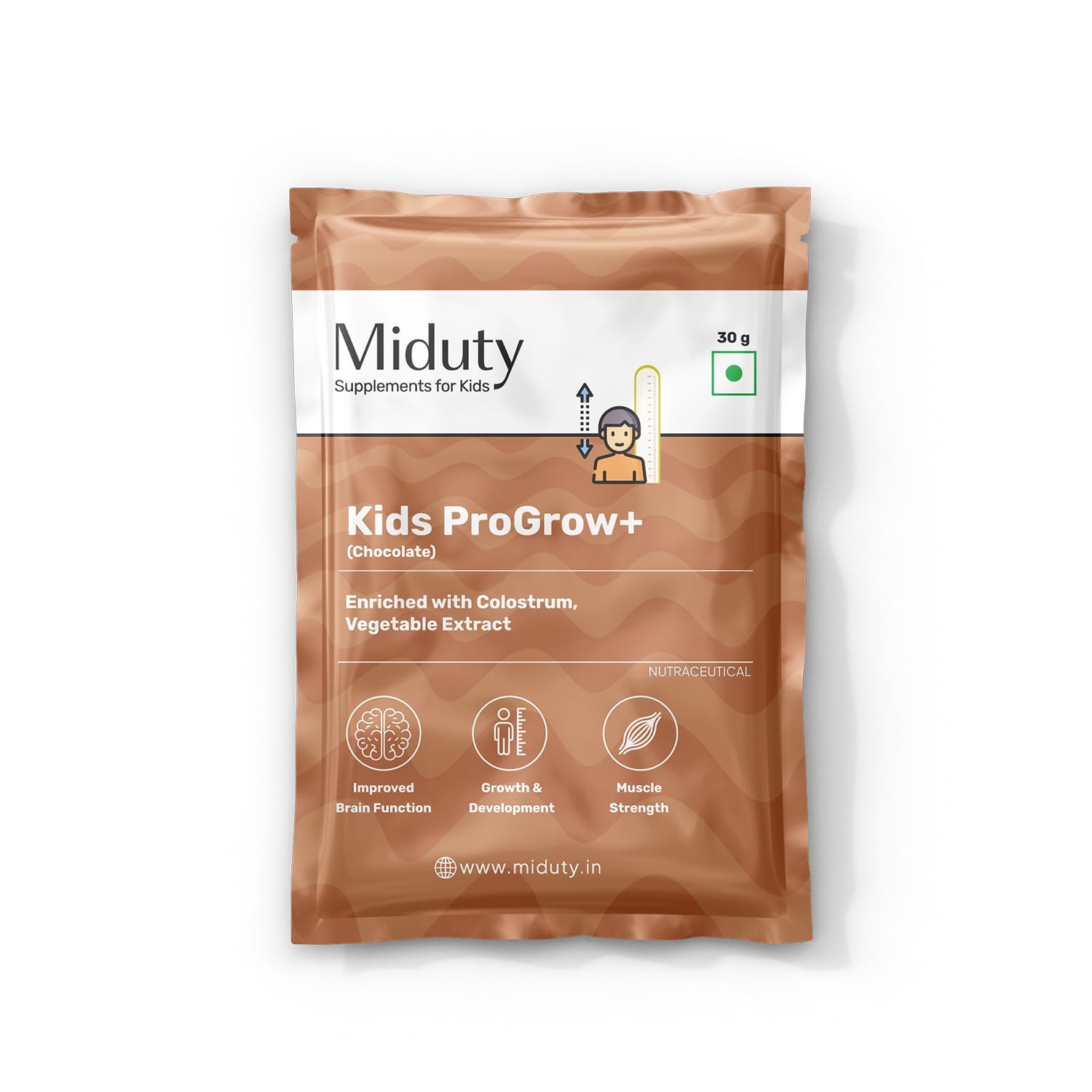 Miduty ProGrow+ Kids Chocolate Shake with Whey, MCT & Colostrum - Supports Growth, Energy, Brain & Immunity - With Active Vitamins, Minerals & Herbal Extracts - Chocolate, 30g-image-49