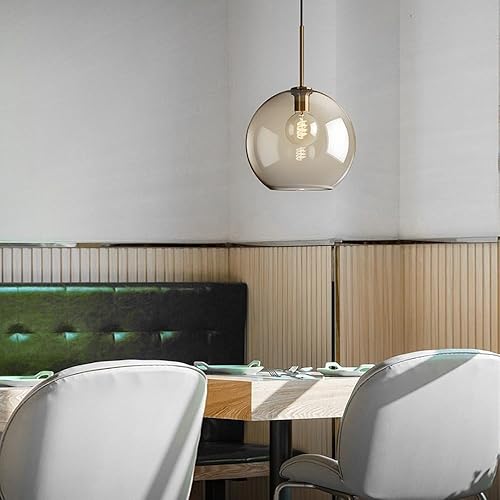 Miniatura 4 de Luces colgantes para isla de cocina, globo nórdico, pantalla de vidrio transparente, iluminación colgante de techo con acabado de metal, lámpara de
