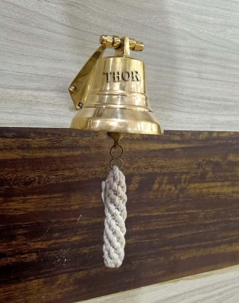Miniatura 5 de Campana náutica para colgar en la pared, campana de cena para interiores y exteriores, campanas de decoración (D-3 pulgadas H-3 pulgadas, latón)