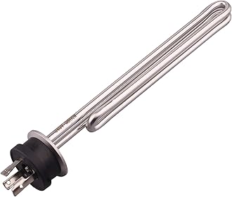 DERNORD 240V 2500W Tri-clamp Foldback Heating Element Stainless Steel Immersion Water Heater with 3-Wire Electrical Locking Plug (1.5 Inch Tri clamp)