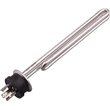 DERNORD 240V 2500W Tri-clamp Foldback Heating Element Stainless Steel Immersion Water Heater with 3-Wire Electrical Locking Plug 1.5 Inch Tri clamp