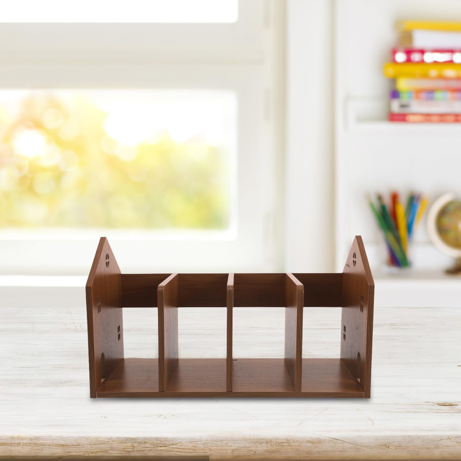 OSALADI Scaffale da Scrivania in Legno per Studenti e Ufficio, Organizer Portatile Minimalista Design a Rapido Accesso per Libri e Oggetti su Tavolo