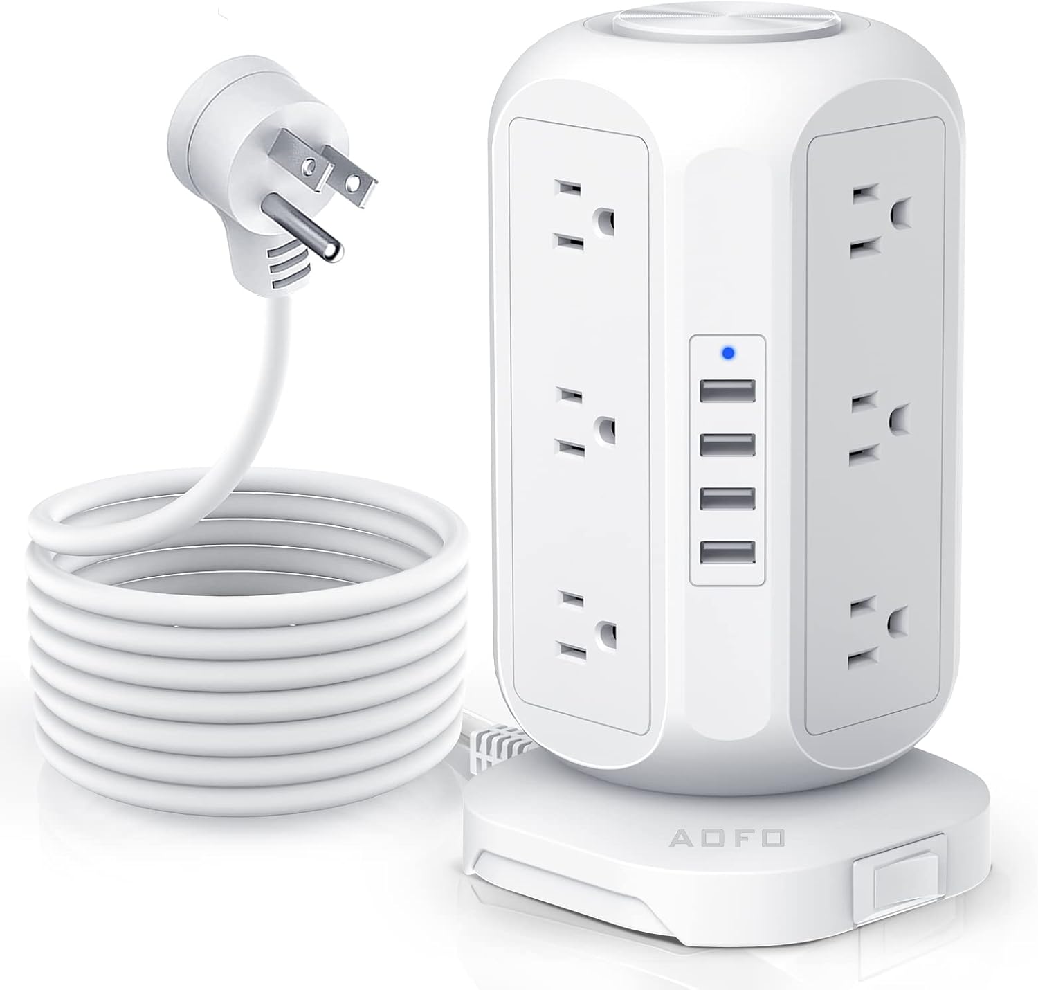 Tower Power Strip with 12 Outlets 4 USB Chargers, AOFO Surge Protector