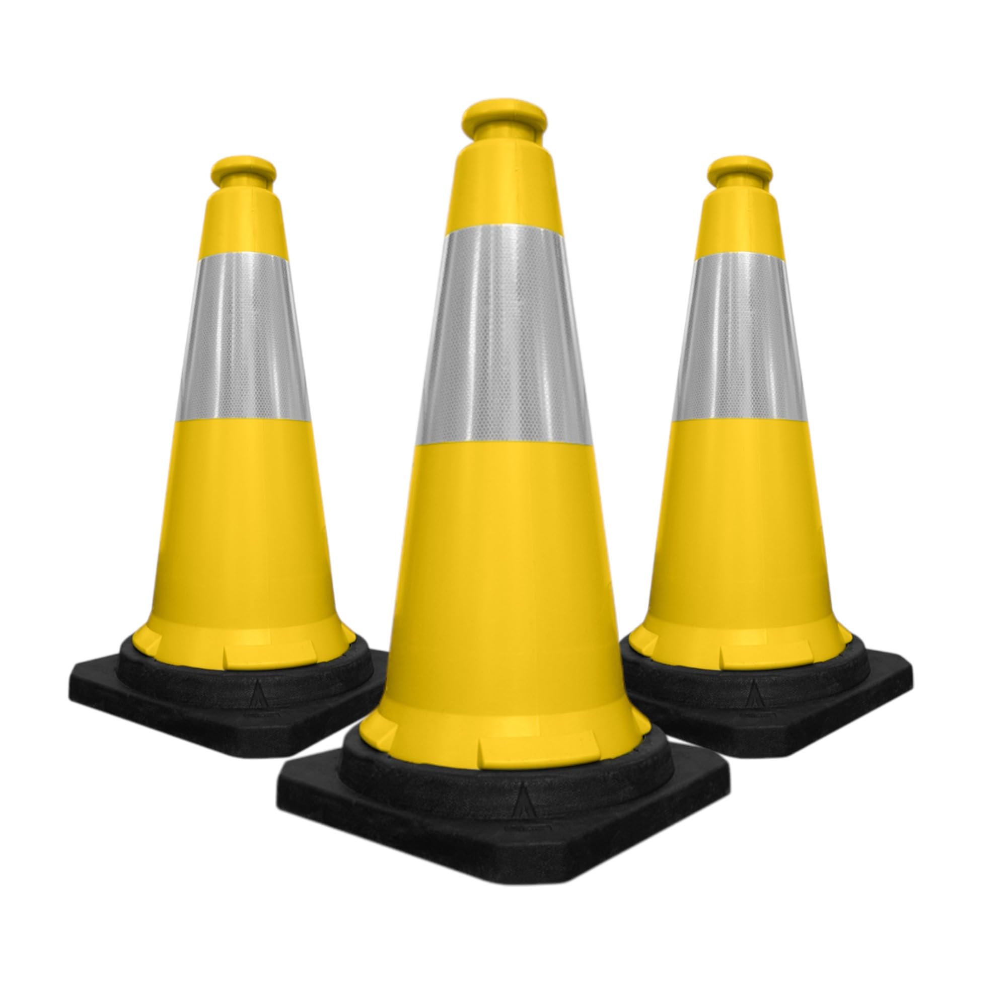 Berry 750MM Traffic Safety Cone | High Visibility Yellow Road Cone with Reflective Collar | PPC Parking Cone with Black Base | Portable Traffic Delineator for Roads, Parking & Events - Set of 3 — image 1