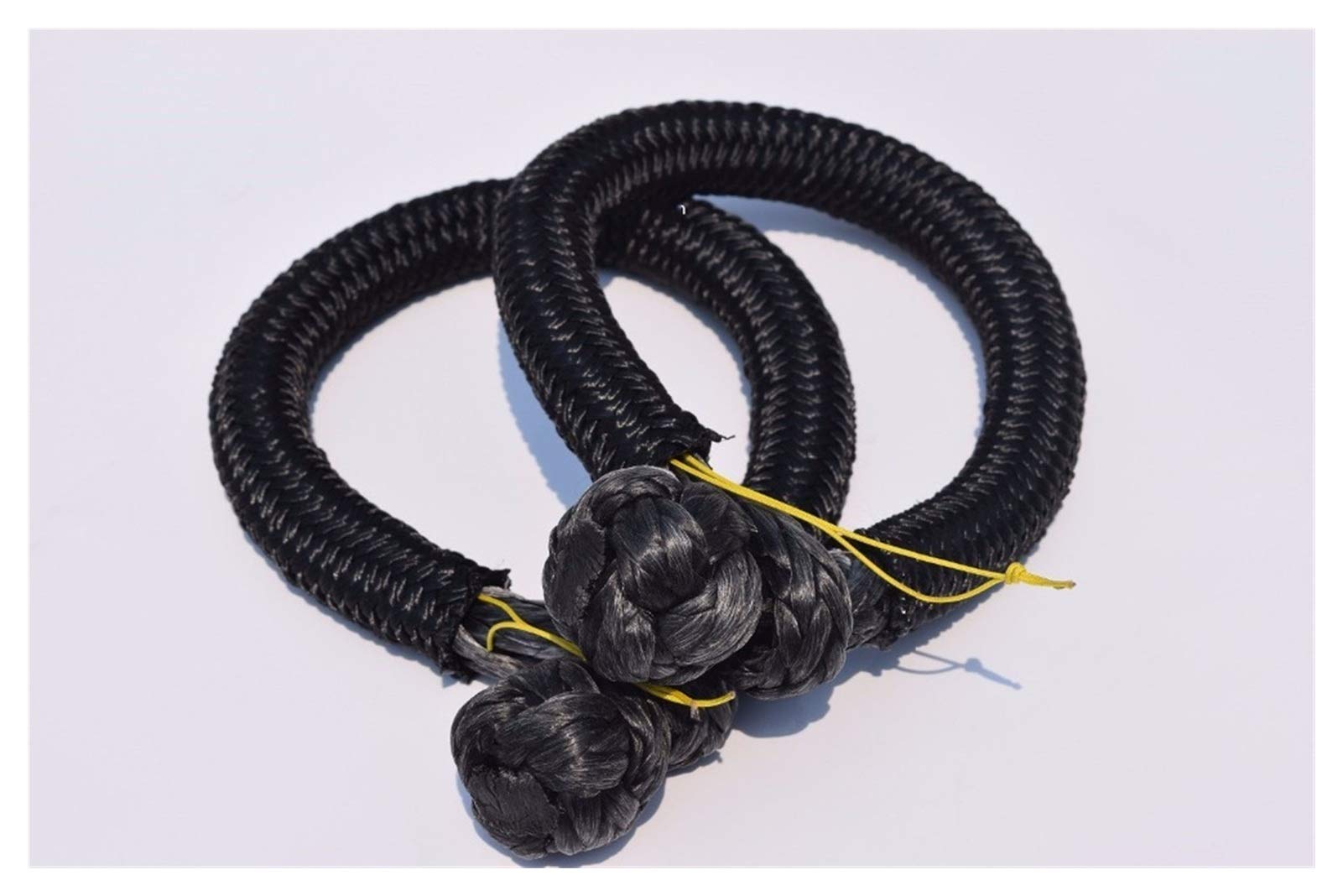 Winch Rope, 2pcs 9mm*120mm Black Soft Shackles,Winch Shackle,Synthetic Rope for Offroad Auto Parts,ATV Cable
