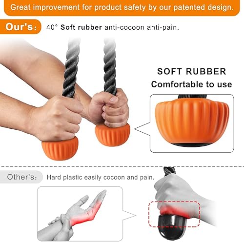 Miniatura 2 de Kipika Cuerda de tríceps, accesorios para máquina de cable, sistema de polea, cuerda de nailon resistente con extremos de goma suave