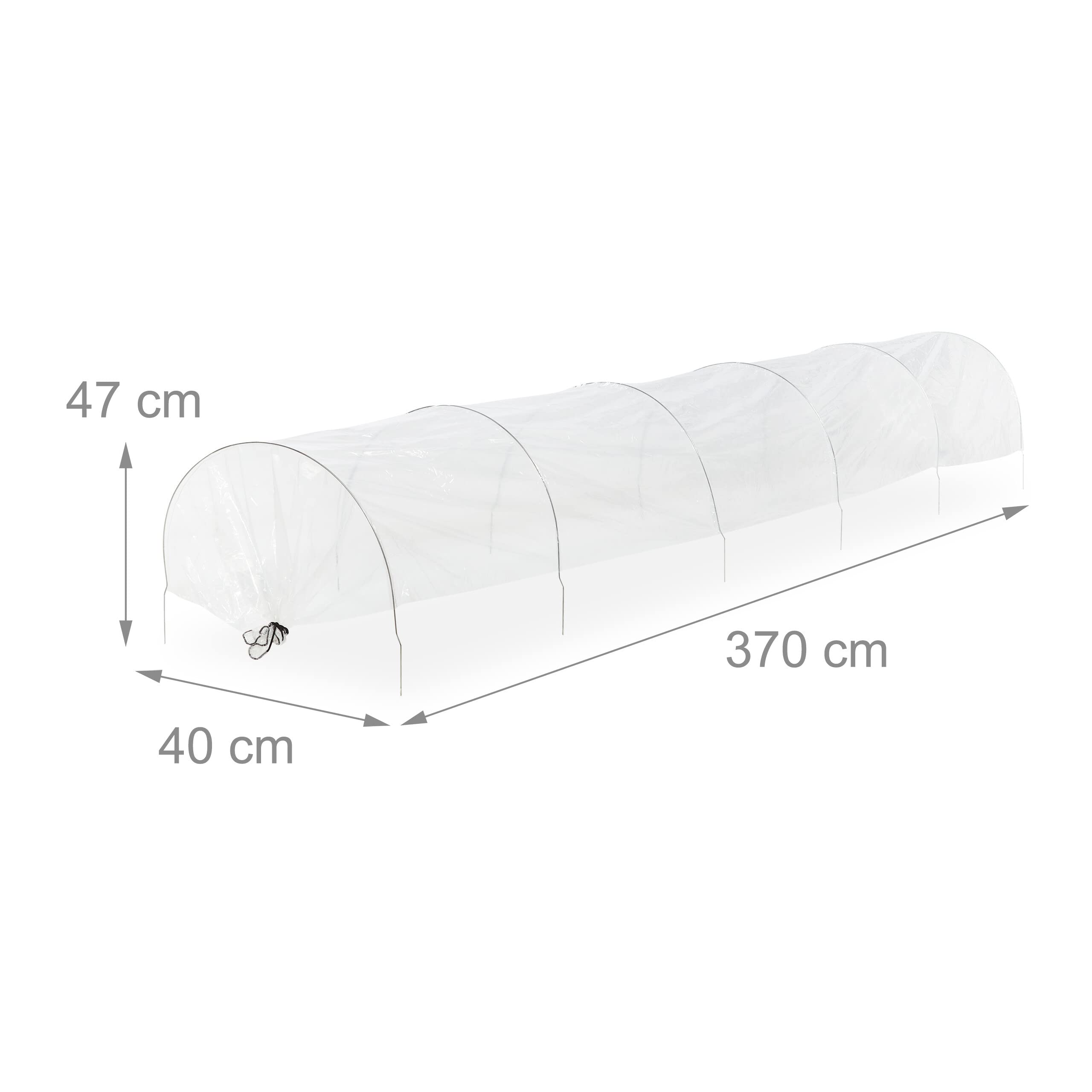 Relaxdays Pack de 2 Invernaderos Túnel, 3,7 m, Viveros Horizontales, Cubierta Plástico PVC, para Huertos, Transparente