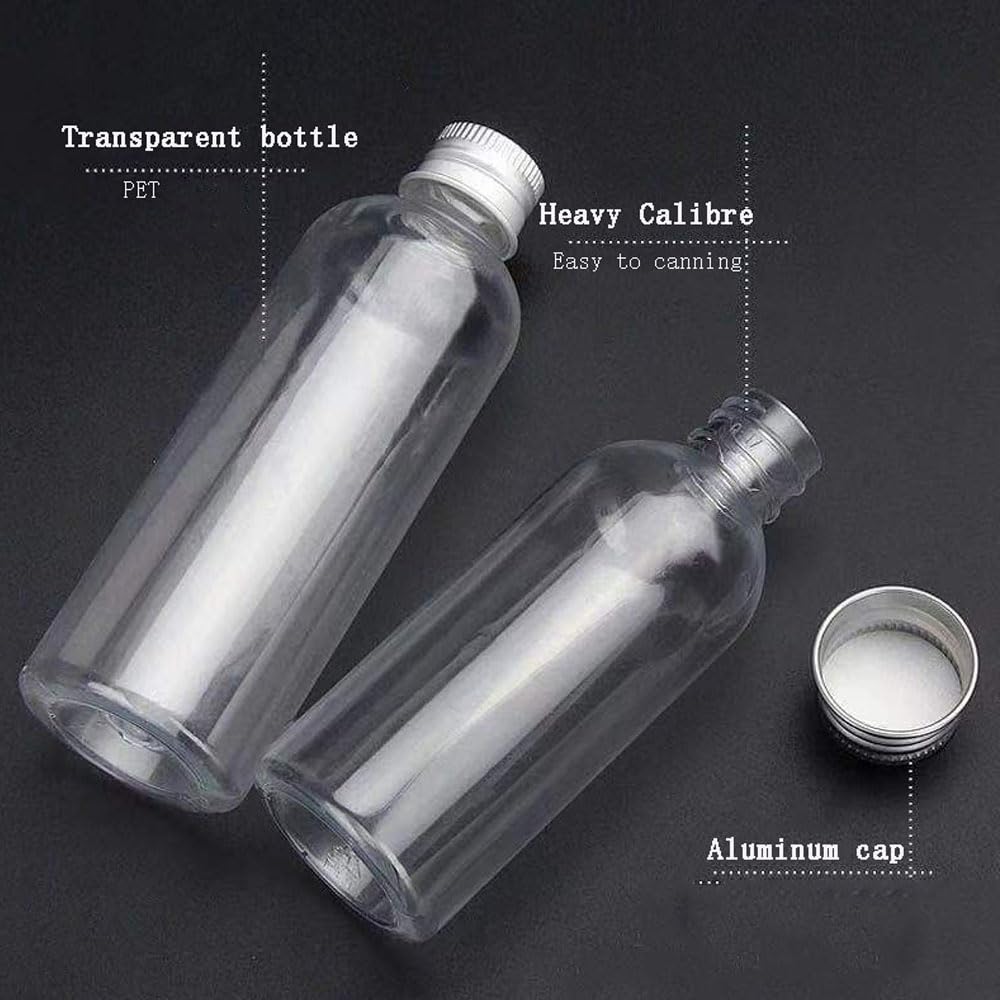 50 Stück 5-500ml Leere Plastikflaschen Mit Aluminiumkappe Fläschchen Probenflaschen Transparenter Behälter Für Reisen Kosmetische Lotion-Probenflasche Tragbare Reise-leere (Silberne Deckel,250ML)