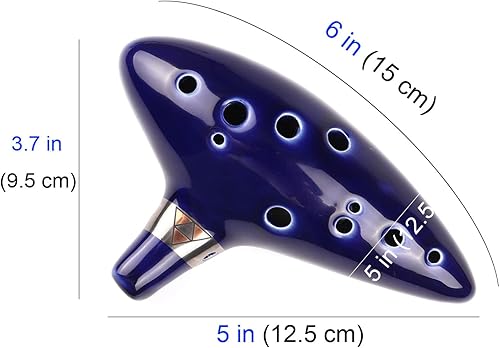 Miniatura 2 de Mr.Power 12 hoyos Ocarina Alto C Flauta Occarina Taps Blue CeramicClay stl Orcarina Inspirado en el Tiempo con Bolsa y Libro de Canciones, Regalo