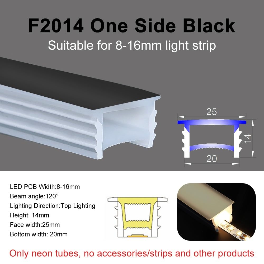 Copertura for tubo flessibile in silicone al neon LED da 5 m for strisce luminose, 1 pcs(F2014 Black)