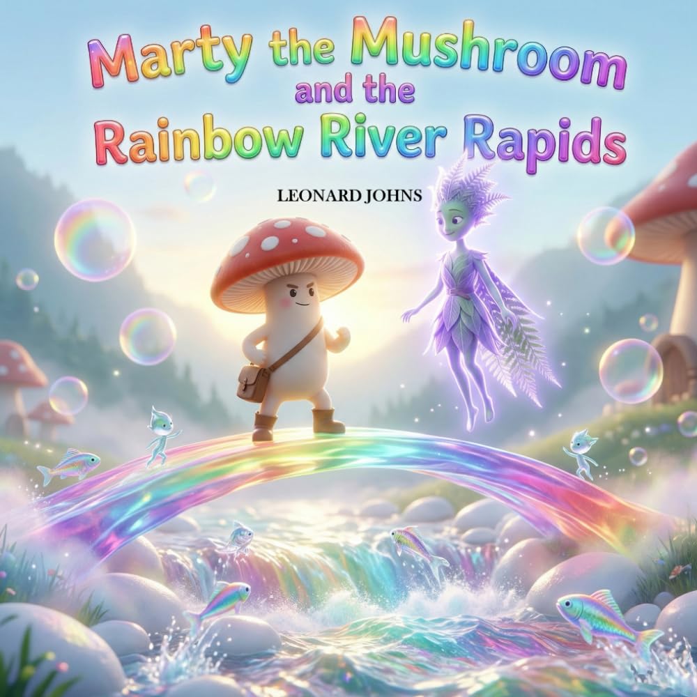 Marty the Mushroom and the Rainbow River Rapids: A Prismatic Adventure of Logic and Bravery: An Illustrated Fantasy Story for Kids with Colour Puzzles and Water-Physics Challenges — Ages 4-8
