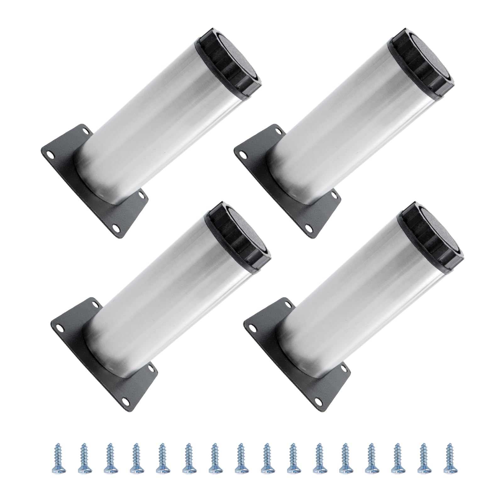 METALLIXITY Furniture Legs (4 Inch Height) 4Pcs, Stainless Steel Furniture Cabinet Metal Legs with Screws