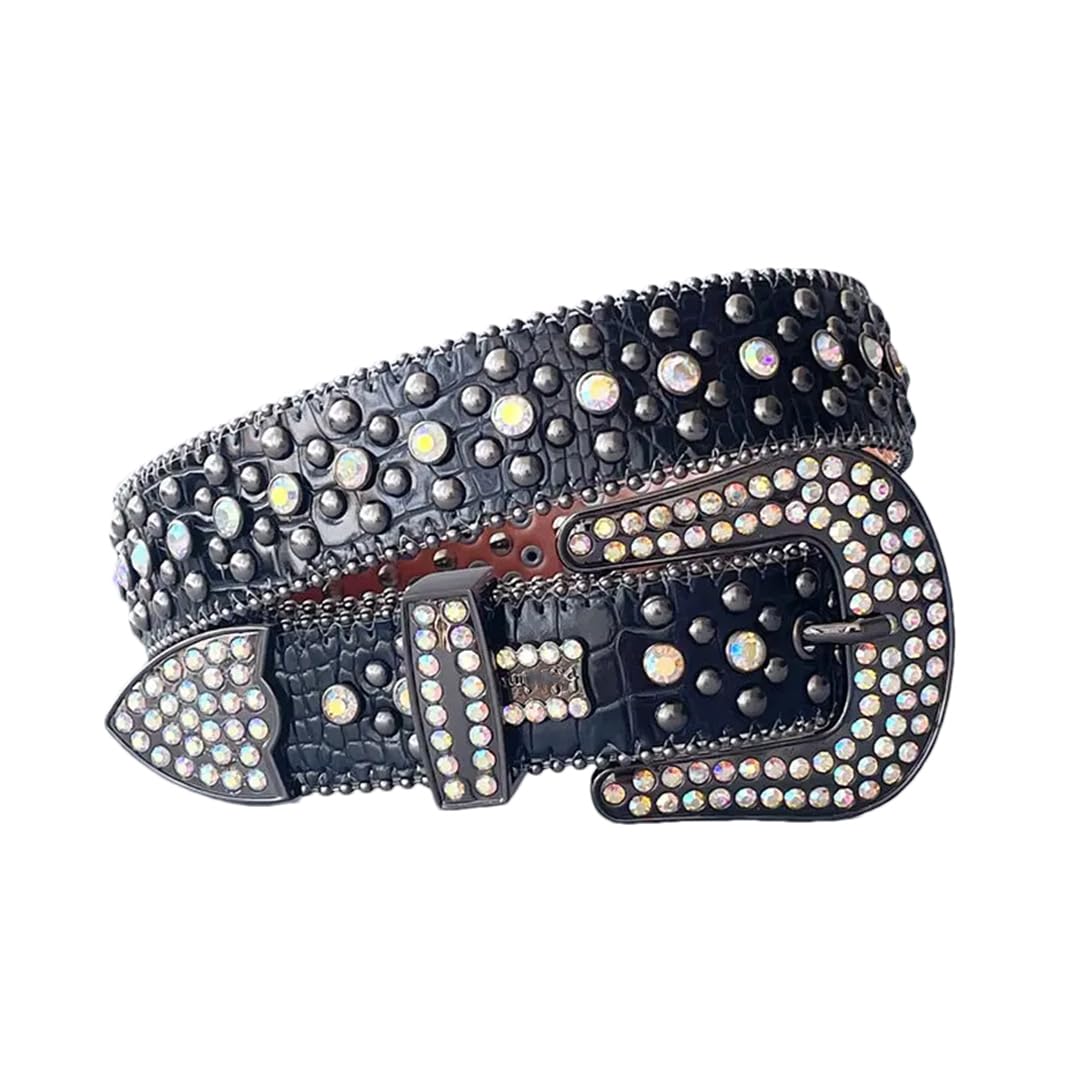 Mężczyźni kobiety Strass Ceinture krzyż cyrkonie diamentowy pasek z ćwiekami pasek