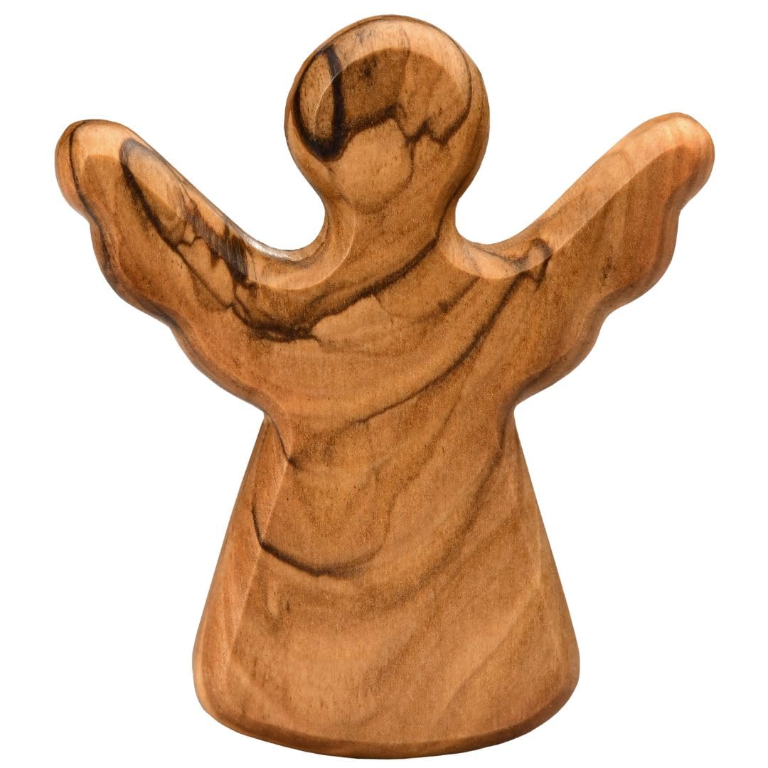 Kassis Geschenkartikel Guardian Angel Kassis Olive Wood Hand Comforter & Lucky Charm – Handcrafted Religious Angel Figurine From Bethlehem – Christian Keepsake & Gift For Baptism, Communion & Confirmation And More