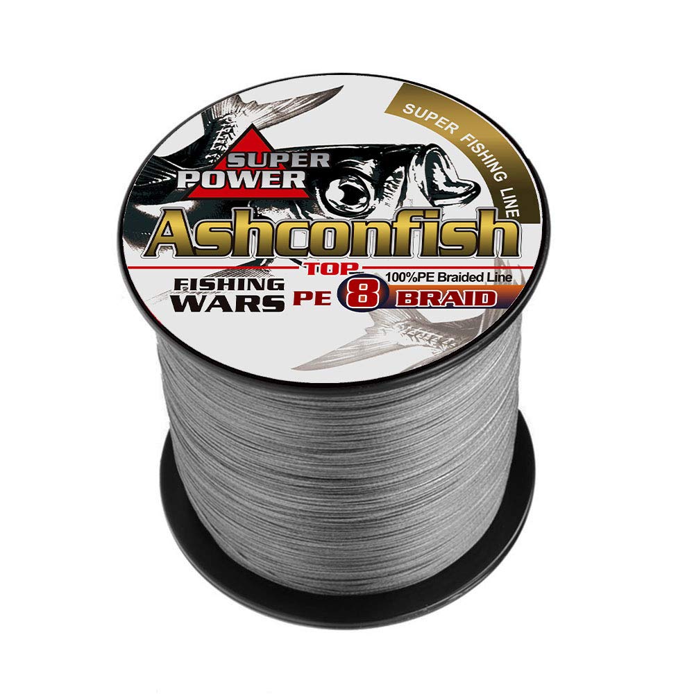 Ashconfish PEライン 8編 釣り糸 500m (0.4号 0.6号 0.8号 1号 1.2号 1.5号 2号 3号 3.5号 4号 4.5号 5号 6号 7号 8号 9号 10号) 高強度 高感度 低伸度 グレー