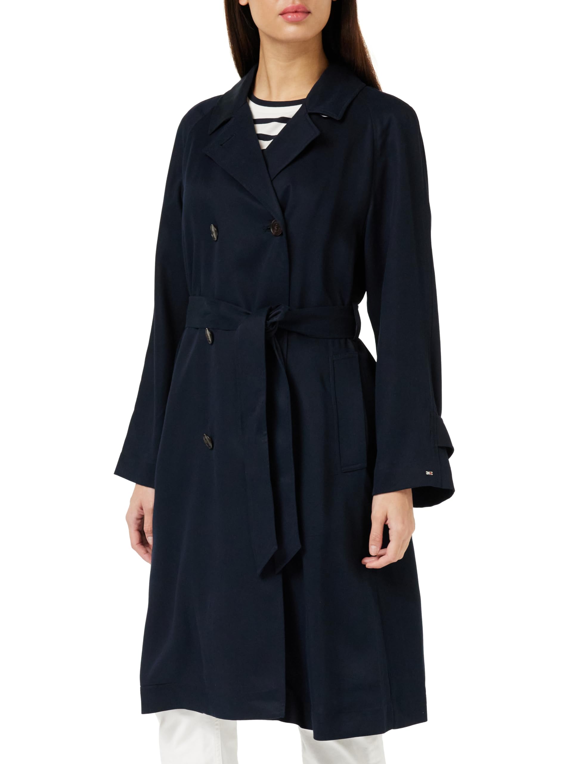 Tommy Hilfiger Women's CRV TENCEL BLEND FLUID TRENCH Desert Sky 52