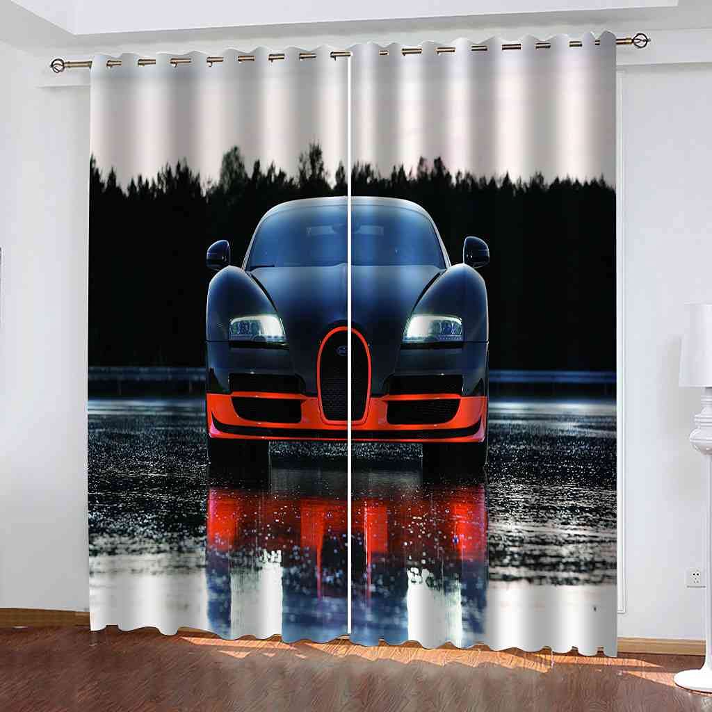 Rideau occultant enfant motif voiture lot de 2 pour chambre 140x160 cm