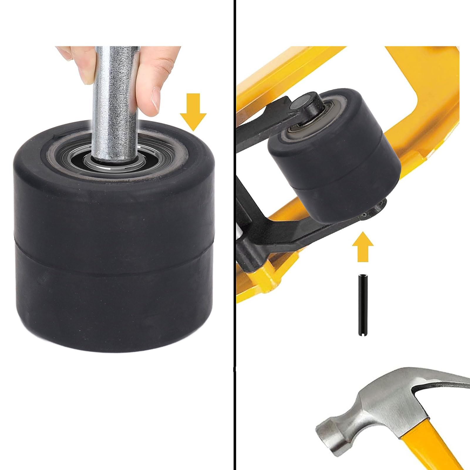 Rueda de Carga para Transpaleta, Caucho de Acero Inoxidable de 80 Mm X 70 Mm con Rodamientos, Juego Completo de Ruedas de Carga para Transpaleta, Reemplazo sin Rayones para