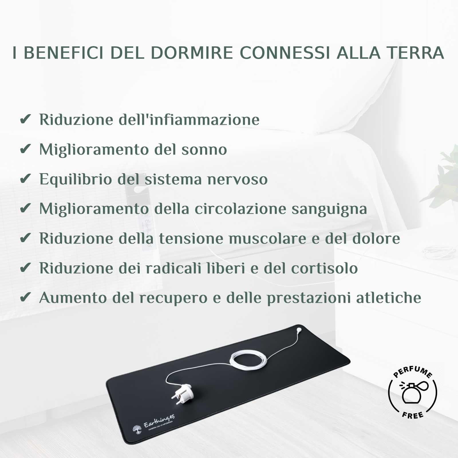 Tappetino Earthing Grounding per Connessione a Terra – Riduzione Stress, Miglioramento Sonno ed Equilibrio Energetico – Salute Naturale da Casa o Ufficio