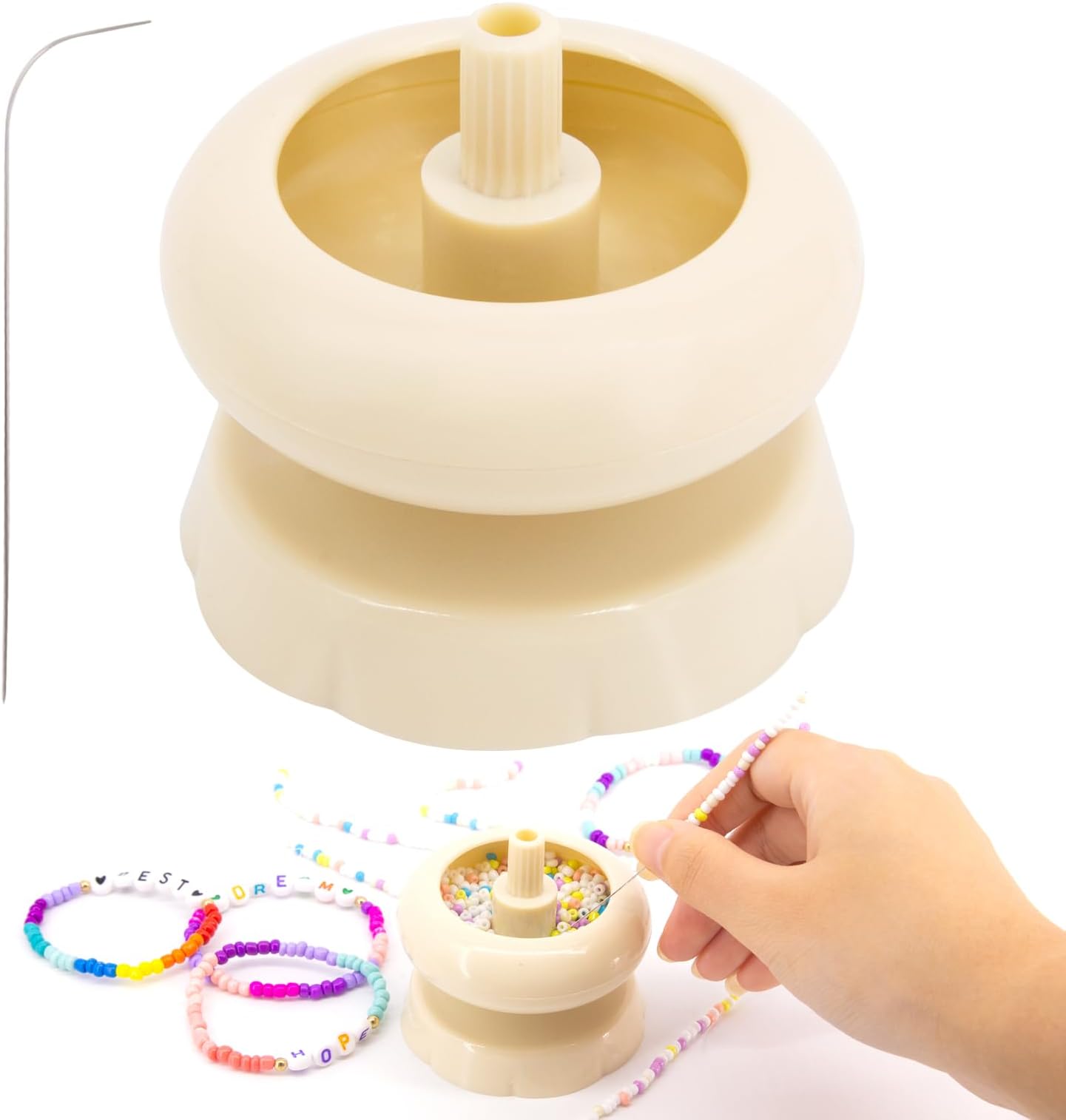 axbeeax Mini Bead Spinner Kit Clay Bead Spinner for Jewelry Making Bracelet Maker Stringing Wooden Crafting