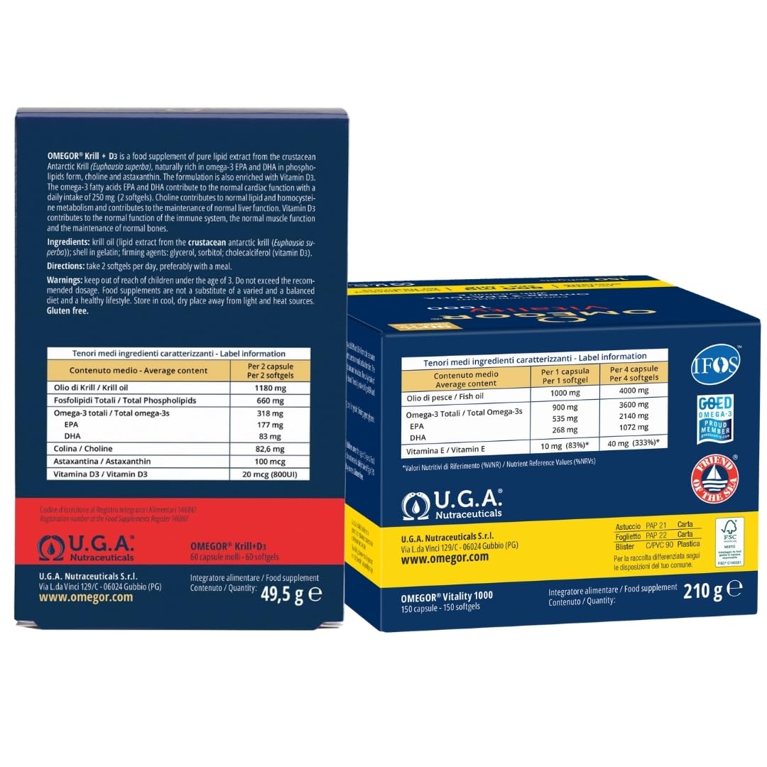 Pacchetto per Omegor Vitality 1000 150 cps e Omegor Krill