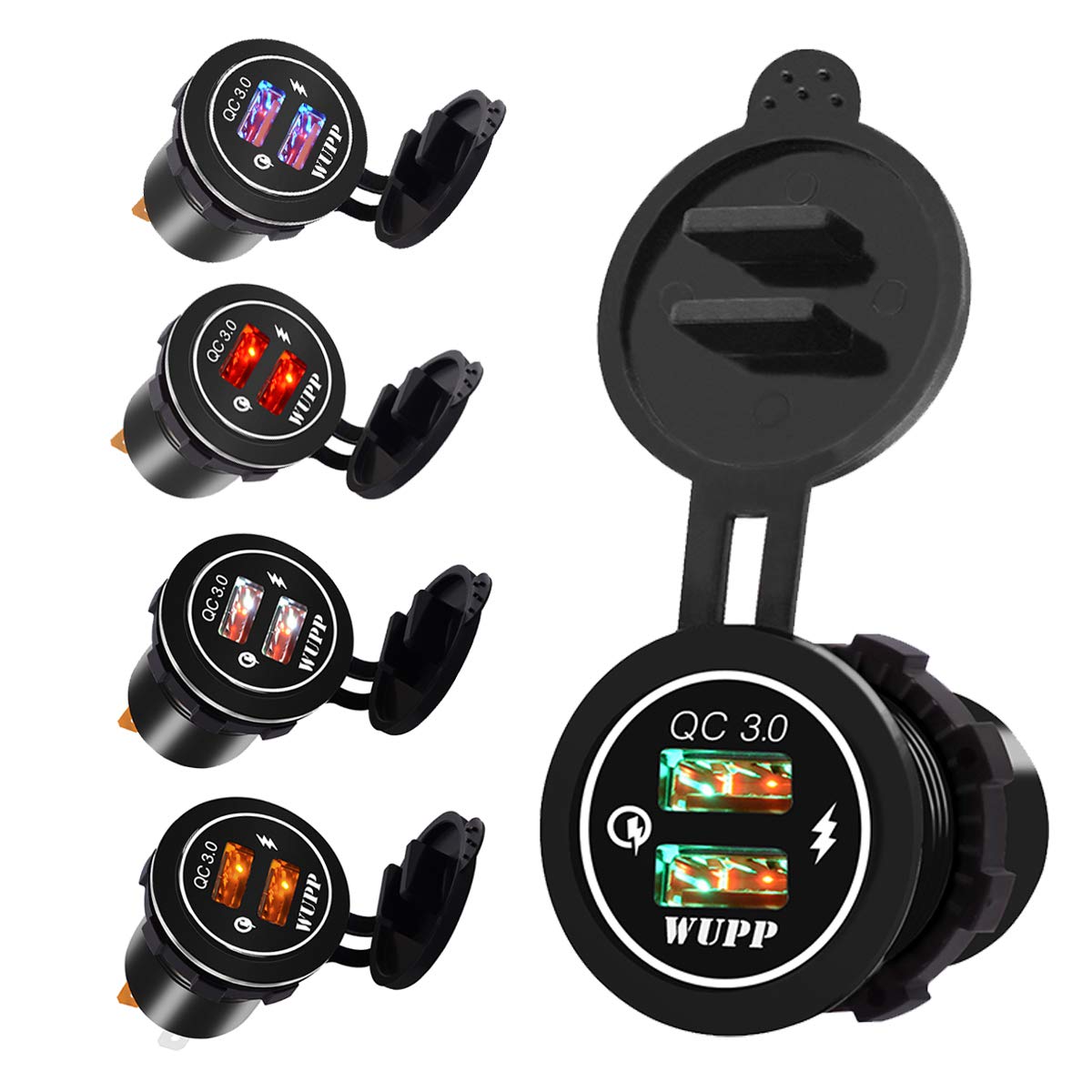 Amazon.co.jp: 緑色の光QC3.0デュアル2 USBポートオートバイ携帯電話