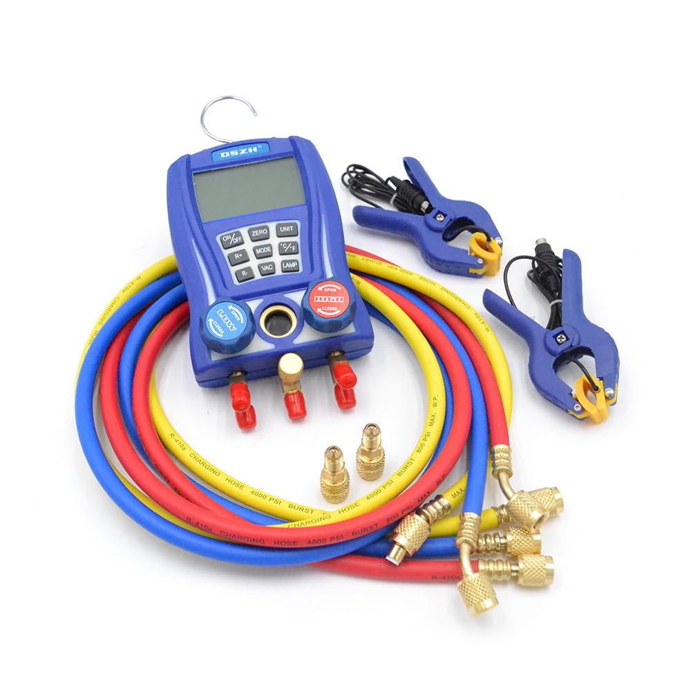 3S SuperSamaStore Grupo de manómetro digital universal, manómetro a baterías/pilas profesional para medición de la presión del gas refrigerante en instalaciones de aire acondicionado y climatizadores