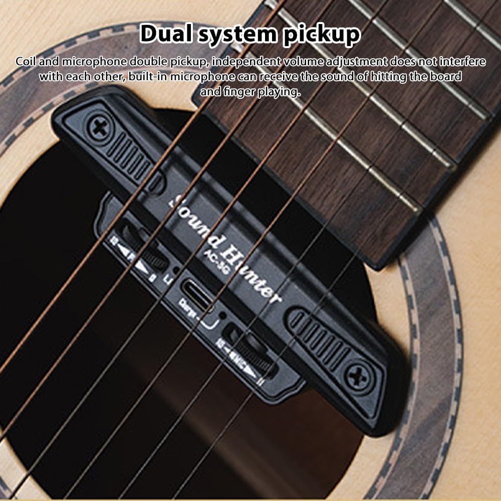 Guitar Pickup Wooden Guitar Sound Hole Vibration Pickup Active Pickup System Dual Coil Pickup No Punching for Acoustic Wooden Guitar Instrument Accessories
