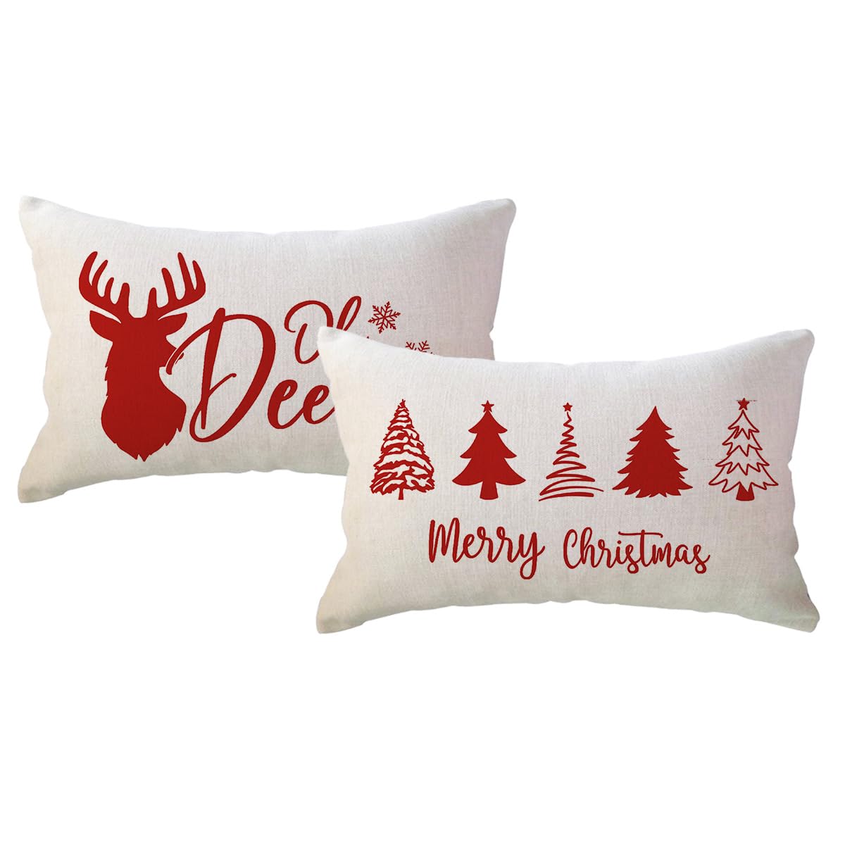 ULOVE LOVE YOURSELF Farmhouse Winter Holiday Throw Pillow Covers Winter Deer Xmas Trees Lumbar Cushion Covers 12 20