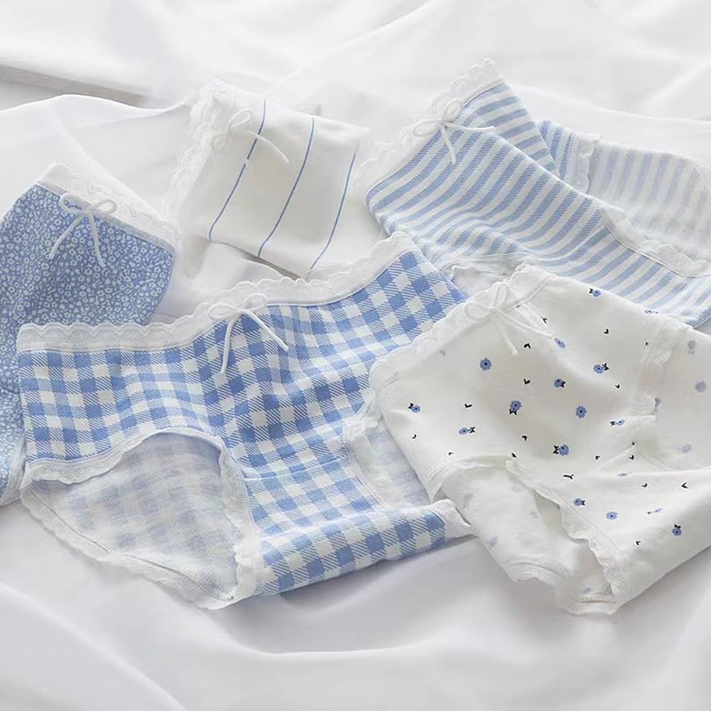 5 Pack Women Teens Cotton Brief Japanese Style Anime Lolita Panties Underwear Bikini Panty Set