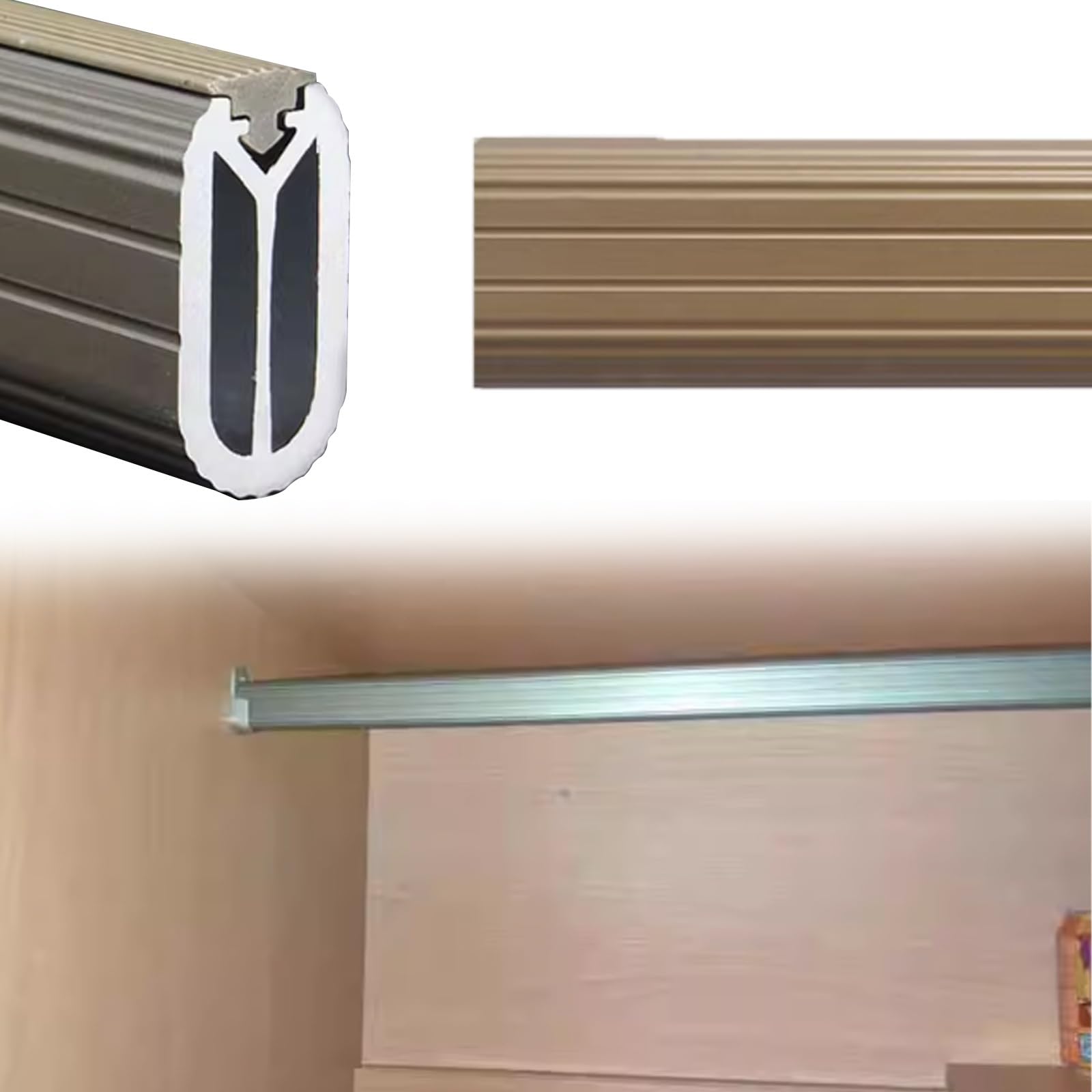 Wardrobe Hanging Rail Set, Heavy Duty Garment Rack Bar With Closet Pole Support Bracket,Clothing Hanging Tube(Brown,26in(66cm))