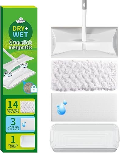 Sweeper 2 en 1 - Kit de trapeador y barrido de suelos secos y húmedos, kit multisuperficie para limpieza de pisos, el kit incluye 1 barredora, 14
