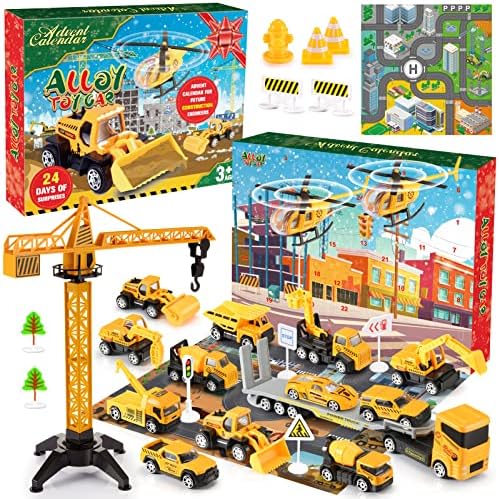 EUCOCO Adventskalender Auto Kinder 2026, Spielzeug ab 1 2 3 4 5 6 Jahre Junge Weihnachtskalender Kinder 2-6 Jahre Geschenk Junge 1-6 Jahre Baustelle Spielzeug ab 1-6 Kleine Geschen