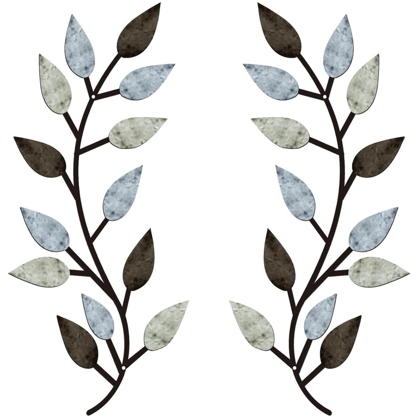 Hperu 2Pcs Wall Decor Metal Tree Leaf, Entryway Wall Decor Modern Style Vine Olive Branch Leaf Art for Living Room Hallway Outdoor Decoration