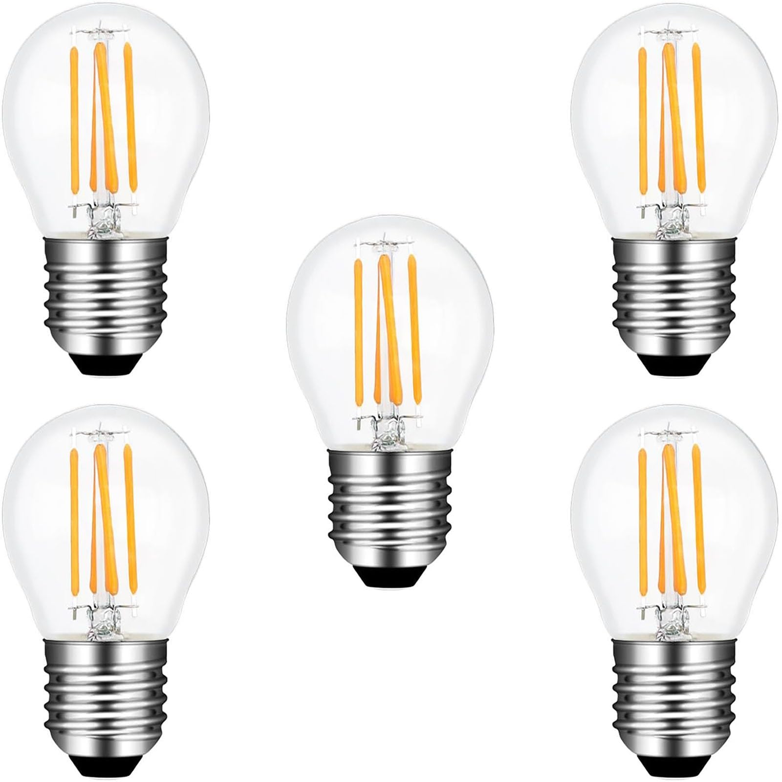 LED-Lampen, E27 G45 2W LED, AC 220V, 200LM, 5er, Glühlampe, Kugelbirnen, nicht dim(Warm White)