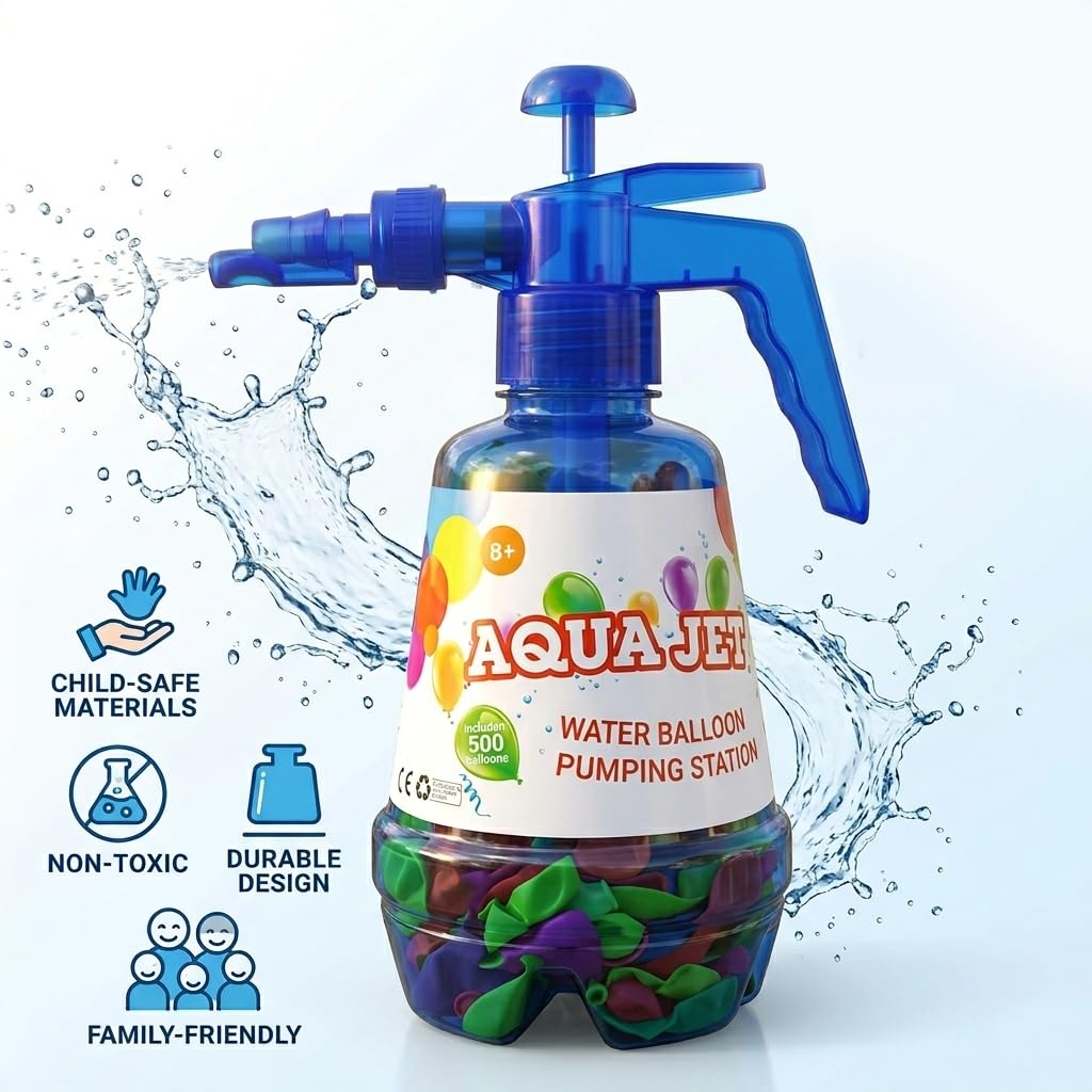 Lot de 500 ballons à eau avec buse de remplissage rapide — Bombes à eau pour enfants et adultes, latex naturel facile à remplir, jeux de fête en plein air, à partir de 6 ans